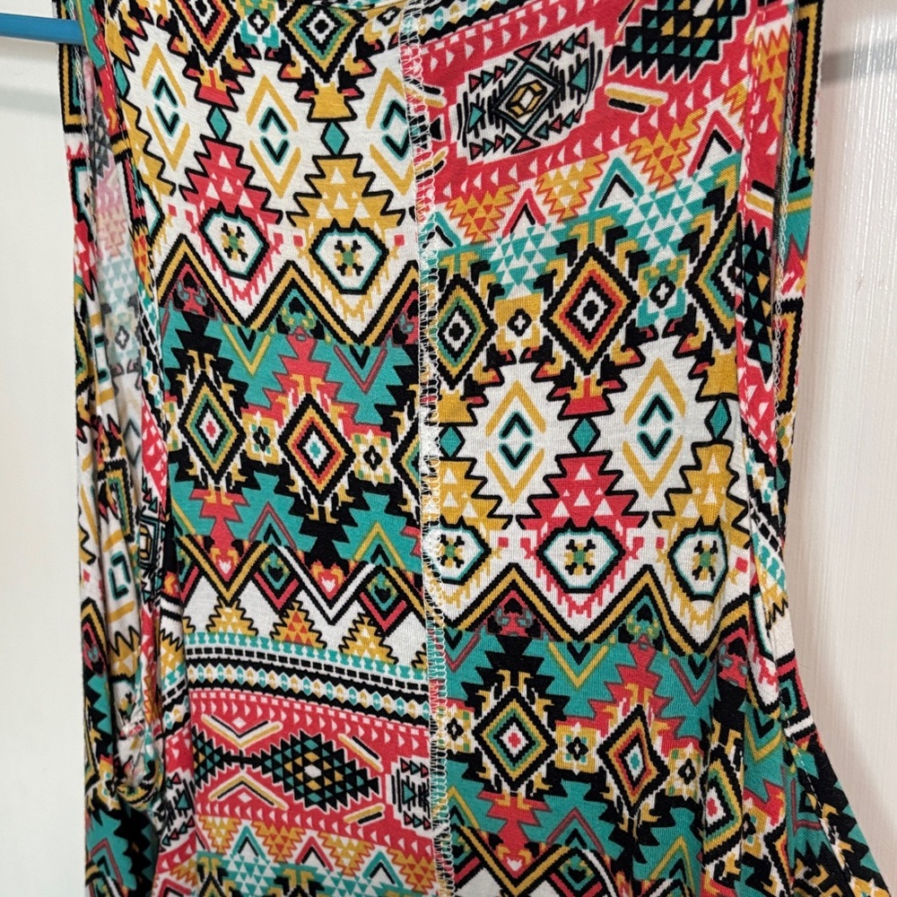 bobeau Multicolor Aztec Tank Mini Dress - Pink, Teal, Yellow & Black - Picture 5 of 6